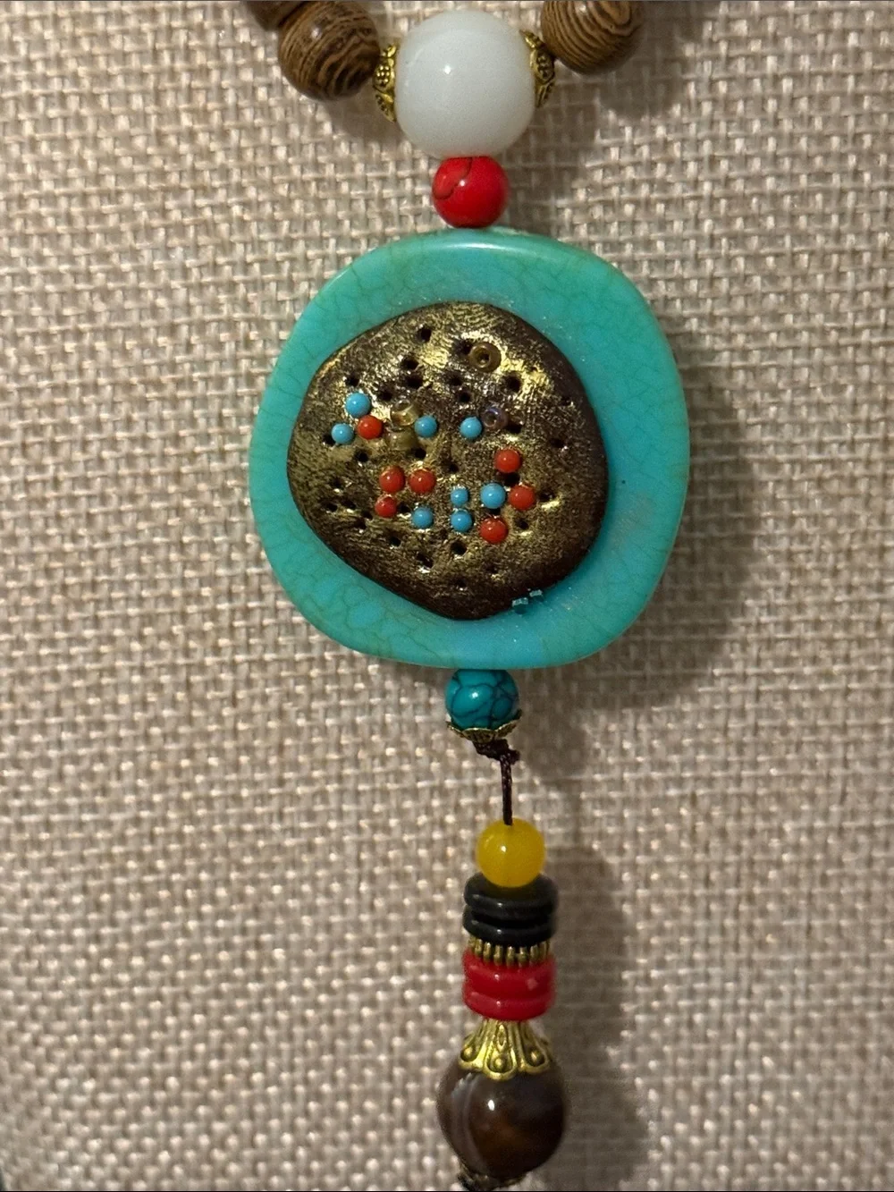 Bohemian Turquoise Elephant Pendant Bead Necklace - Women Jewelry